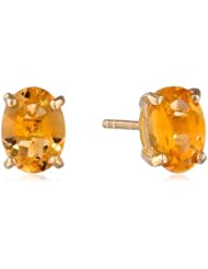 Gold Plated Sterling Silver 8x6mm Oval Citrine Earrings