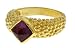 14K Yellow Gold over .925 Sterling Silver Designer Beaded Ring With 7.5mm Rhodalite