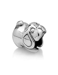 Chuvora Sterling Silver Cute Puppy (Dog) Bead Charm Fits Pandora Bracelet