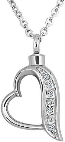Heart Love Clear Crystal Urn Necklaces For Ashes Chain Memorial Ash Keepsake Cremation Jewelry Pendant