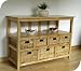 Kitchen & Housewares : Pine & Water Hyacinth Shelf & 7 Drawer Unit