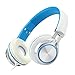 ECOOPRO Over Ear Stereo Headphones with Microphone & Detachable Cables,Foldable Headset with Inline Volume Control for Smartphones (200 Blue)