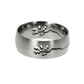316L Stainless Steel Ring with Gecko Cut-Out, Width : 9mm, Sizes: 9.0-12.0