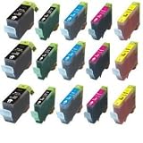 Canon PGI-5BK CLI-8 15-Pack 3/3/3/3/3 Compatible Ink Cartridges w/ Chip for Pixma MP500 MP530 MP600 MP800 iP4200 iP4300 iP4500 iP5200 iP5200