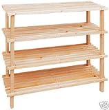 from abler 4 Tier Shelf Wooden Wood Shoe Rack Stacking Storage 74cm