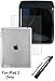 HHi iPad 2 Combo Pack – Kroo iCap Case (Black) + TPU Skin (Clear Circle) + Crystal Clear Screen Protector + HHi Stylus Pen (Black)