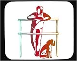 Decorated Mouse Pad wіtһ man, individuals, humans, human, sitting, persons, watching, body, individual, person, dog, people, fence