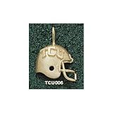 TCU Horned Frogs Solid 10K Gold ''TCU'' Helmet Pendant