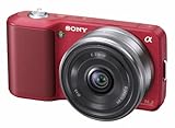 Sony NEX-3AR Systemkamera (14 Megapixel, Live View, HD Videoaufnahme) Kit rot inkl. 16mm Objektiv