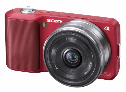 Sony NEX-3AR Systemkamera (14 Megapixel, Live View, HD Videoaufnahme) Kit rot inkl. 16mm Objektiv