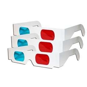 3D Glasses - Red and CYAN Anaglyph (3 Pair, White) Multipack