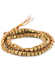 M. Cohen Handmade Designs Triple Layer Wrap with Cornerless Brass Bead on Colored Wax Cord