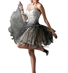 Strapless Beaded Sleeveless Chiffon/Tulle Sweetheart Summer Cocktail Club Dress/Evening Dress/Homecoming Dress/Party Dress 