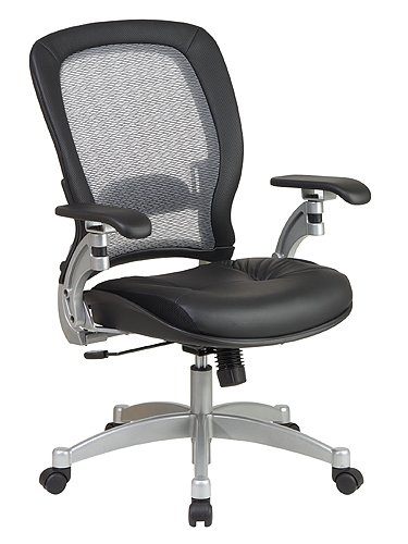 Office Star Products 3680 Managerial Mid-Back Chair,27-1/2 in.x27 in.x44 in.,Black Leather/Mesh