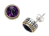 Silver and 18kt Yellow Gold Genuine Amethyst Earrings by Effy Collection®