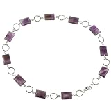 EXP Handmade Purple Amethyst Beaded Necklace With Sterling Silver
