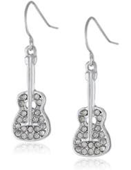 Betsey Johnson "Crystal Rhodium" Crystal Guitar Drop Earrings