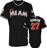Mike Stanton Jersey: Miami Marlins #27 Alternate Black Authentic Cool Base&Atilde;&cent;"&Acirc;&cent; Jersey