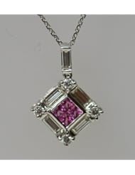 18kt White Gold Diamond & Pink Sapphire Pendant