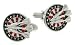 Rhodium plated and enamel darts and dartboard cufflinks