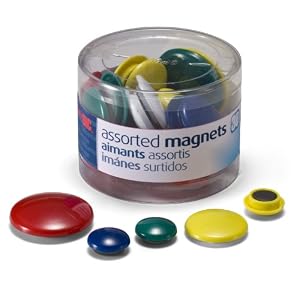 Officemate Magnets, Assorted Sizes and Colors, 30 per Tub (92500)