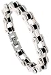 8" Solid Link Surgical Steel & Rubber Bicycle Chain Bracelet 7/16" (11 mm) wide