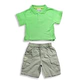 Mish - Boys Short Sleeve Short Set, White, Yellow, Lime