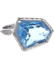 Sterling Silver Plated Blue Faceted Glass Ring