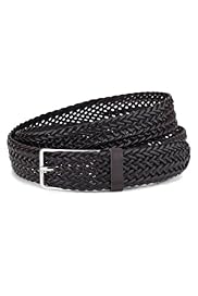 Bonded Leather Plaited Square Buckle Belt