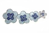 Sparkling Blue Linear Flower Hair Barrette