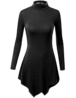Thanth Womens Turtleneck Long Sleeve Various Hem Tunic Top Dress