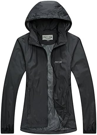 Green Crab Women's Windproof Waterproof Rain Jacket Lady Hooded Breathable Coat