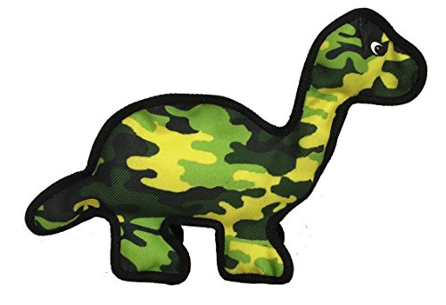 Pet Lou Durable Squeeze Me Plush Soft Squeaker Interactive Dog Chew Toy, squeaks, Floats, Washable, Ripped Resistant (16" Jungle Buddy Dinosaur), Multi (01905)
