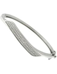 Ladies Silver Bracelet with Three Rows of White CZ