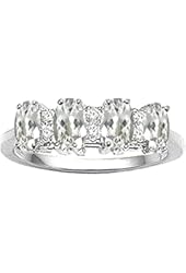 Tommaso Design Oval 5x3mm Genuine 4 Stone White Topaz Ring