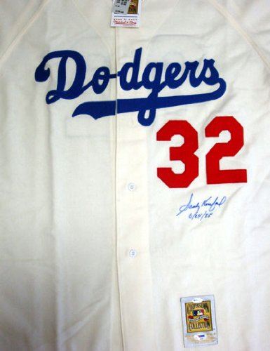 Sandy Koufax Autographed Mitchell & Ness Home Dodgers Jersey 6/24/55 PSA/DNA #P00121