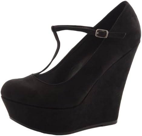 Breckelle's CILO-15 Mary Jane T-Strap Platform Wedge Heel Pump