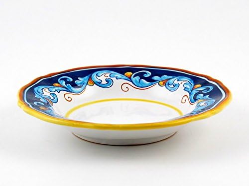 Hand Painted Italian Ceramic 9.8-inch Soup Pasta Plate Scallop Rim Geometrico S12 - Handmade in Deruta