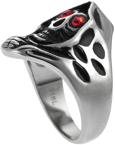 Boston Traveler Mens Stainless Steel Cubic Zirconia Skull Ring Sizes 9-13
