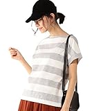 (コーエン) COEN ワイドボーダーボートネックTシャツ 76256246112 46112 11 LT.Gray M