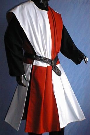 WAFFENROCK TUNIKA RITTER RITTERKAMPF BAUMWOLLE LEINEN 1480 rot - weiss