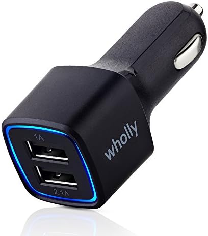 Wholly Dual USB Car Charger 5V 3.1Amp 15.5W - 1.0&amp;2.1A Universal Ports, Smart Power Supply iPods, iPhones, Cell Phones &amp; Tablet, Android Devices and more (Black)