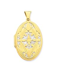 14k Gold with Rhodium Accent Heart Locket