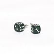 10mm Dice Post Earrings, Translucent Green w/White