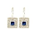 Sterling Silver Dark Blue Cubic Zirconia Square Earrings&nbsp;