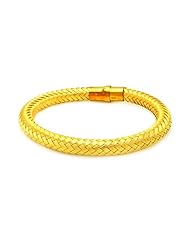 8MM Sterling Silver Italian Bracelets Gold Plated Weaving Style Magnet Lock Bracelet 7.5 Inches