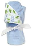 Trend Lab Receiving Blanket in Caterpillar Print Front/Blue Velour Back