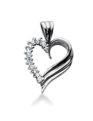 14K Gold Share Prong set Diamond Heart Pendant (0.39 cttw, F - G Color, SI2 Clarity)