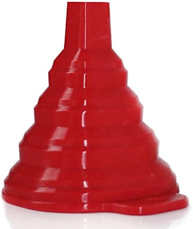 Red Collapsible Silicone Kitchen Funnel For Liquid and Dry Spice or Powdered Product (RED)