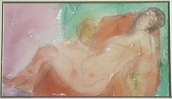 Nude in Color, Original Watercolor Painting By Carmel Artist Victor Di Gesu - Framed Artwork